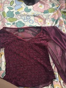 Burgundy Lace Long Sleeve Top
