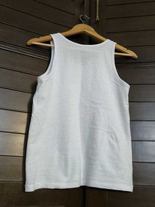 Women White Printed Cotton Casual Tank Top