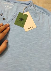 Cello Light Blue Long Sleeve Henley