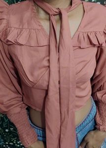 Ruffled Tie Neck Top
