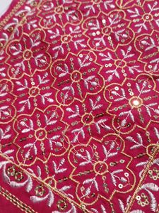 Neck Embroidery Patch Pink White N Golden