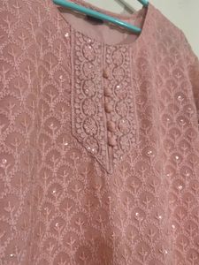 Embroidered Peach Kurti