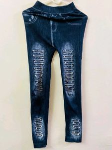 Dark Wash Denim Look Leggings