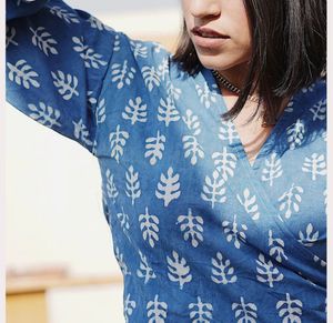 Block Print Wrap Top - Free Size 💙