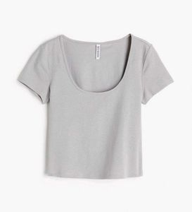 Gray Scoop Neck Tee