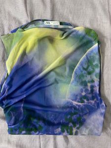 Zara Printed Tulle Bodysuit