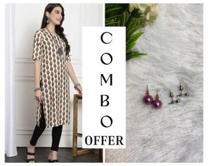 Stylish Kurti + 2 Pair Earrings 🌸