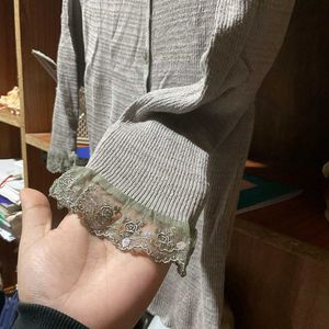 Button-Front Long Sleeve Cardigan