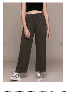 Brown Wide Leg Drawstring Pants