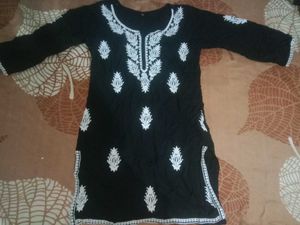 !!Short Black Chikankari Kurti!!