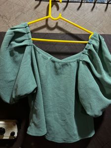 Green Puff Sleeve Top