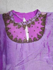 Jewel Neck Lavender Kurta