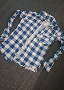Blue &amp; White Plaid Shirt