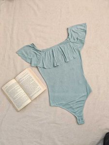 pastel green Ruffled Bodysuit