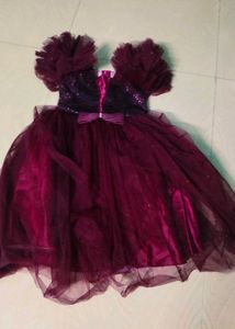 Dark Purple Colour Smooth Net Frock