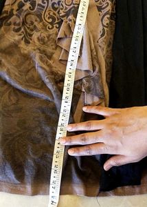 Brown Patterned Blouse with Black Cardigan