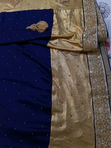 Elegant Blue and Gold Saree