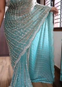 Beautiful Beads and sequins work Saree