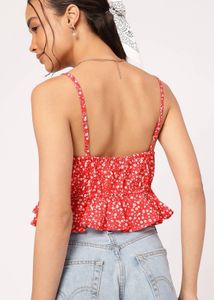 Cute Red Floral Umbrella Top