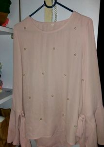 Pearl studded top - peplum sleeves