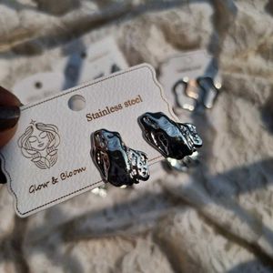 All Abstracts Stainless Steel Silver Earrings