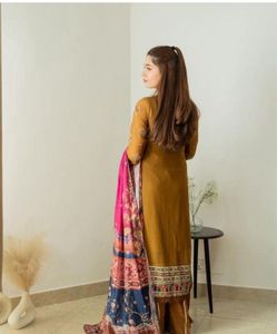Mastard Heavy Embroidery Suit Set