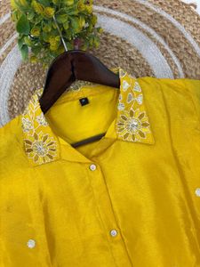 Yellow Shirt &amp; Plazoo Set For Haldi