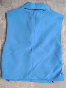 Blue Sleeveless Blazer