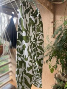 Green and White Patterned Shirt