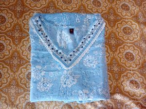 Pure Cotton Kurti Set With Free  New Sare