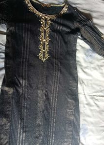 Black &amp; Gold Embroidered Salwar Kameez