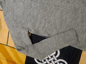 Gray Knit Turtleneck Sweater