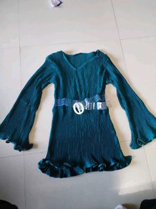 Teal Pleated Mini Dress