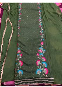 Unstitched floral suit With Dupatta