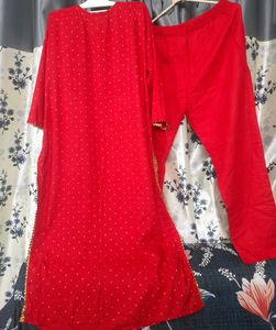 🔥Sale🔥GoSriki Red Polka Dot Kurta Pant Set