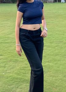 Navy Blue Cropped T-Shirt