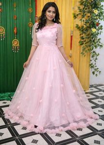 Pink Floral Party Gown