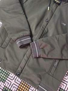 Men Olive Hooded Jacket