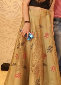 Golden Ethnic Skirt With Black Crop Top