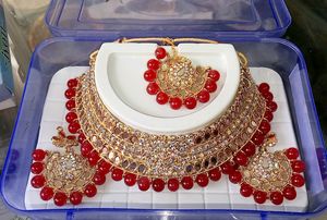 Red & Gold Indian Jewelry Set