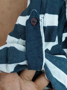 Black and white cotton striped Tunic top Daily wea