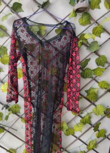 Black And Red Applique Work Suit Set