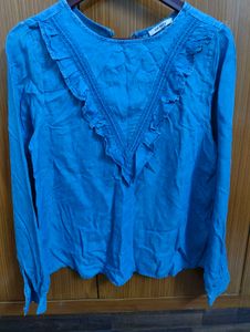 Blue Ruffle Top