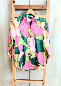Multicolour Satin Shirt Size-36
