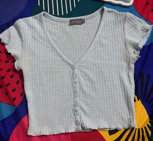 Cute Blue Cropped Cardigan