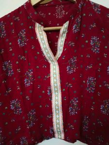 Red Floral Ethnic Skirt &amp; Top Set