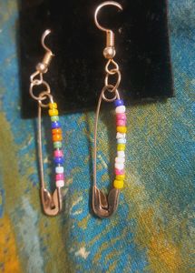 Aesthetic Colourful Safetypin Beads Earring