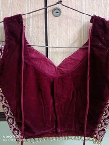 Embroidered Velvet Blouse