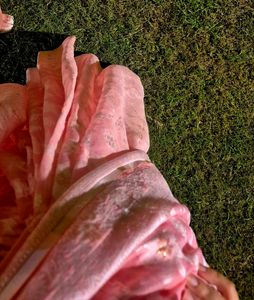 Pink Floral Saree with stitched blouse