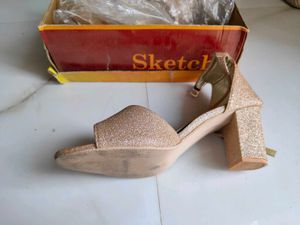 Rose Gold Shimmer Block Heels